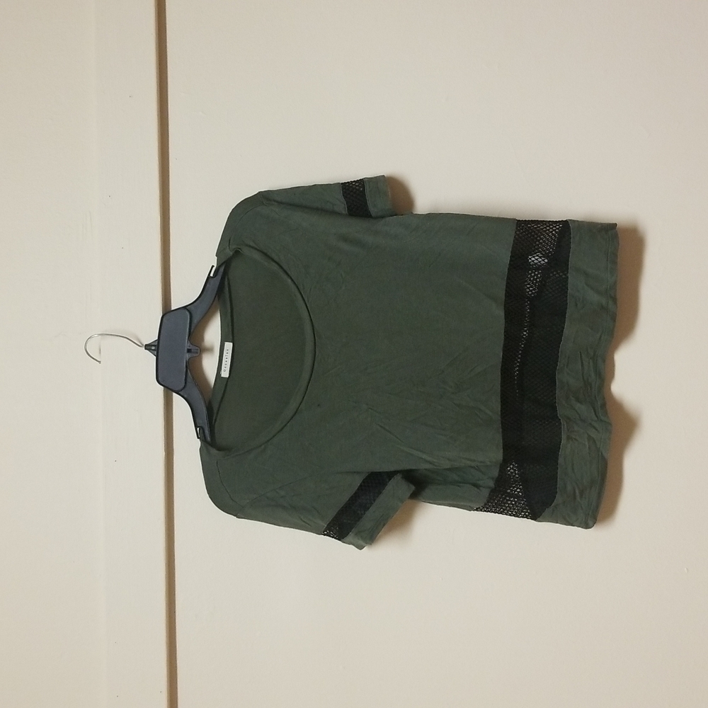 Dark green and mesh top